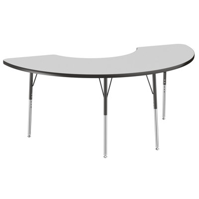 36" x 72" Half Moon T-Mold Activity Table with Adjustable Legs