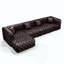 Ensemble de canapé moderne, canapé modulaire rembourré en similicuir 4 places avec conception touffetée à la main pure, 1 repose-pieds et 4 coussins, combinaison multiple pour le salon