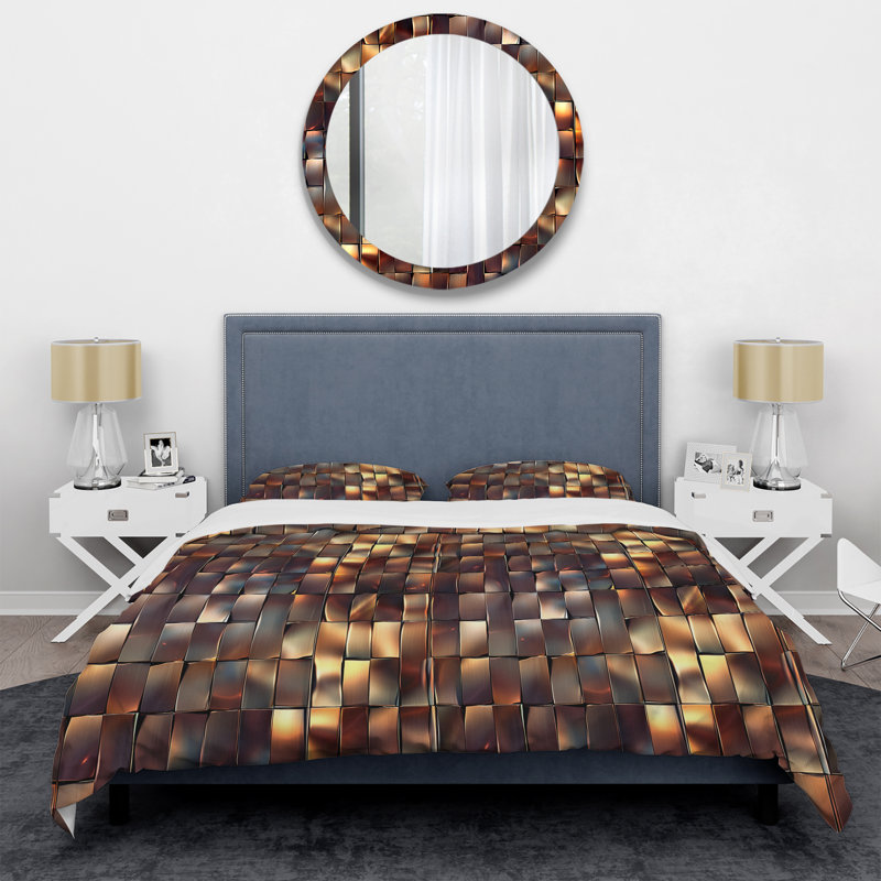 Ensemble de housse de couette Brown Metallic Gradient I - Glam, Housse de couette très grand + 2 taies décorativ