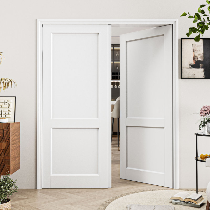 White Primed Interior Door Slab – 2-Panel Solid Core Design, Manufactured Solid Wood Standard Size