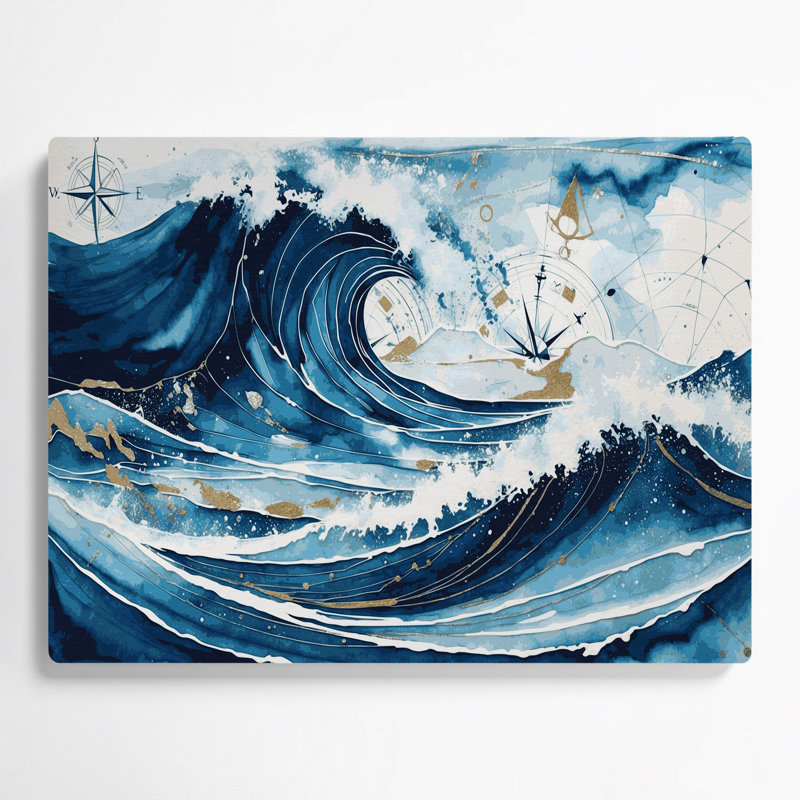 Art mural en métal gris côtier moderne maritime, H 11 po x l 14 po