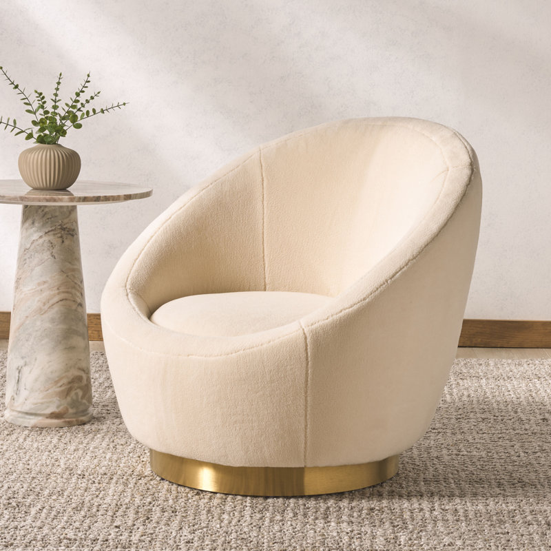 Fauteuil demi-tonneau pivotant de 32 cm Teston, Ivoire, Or