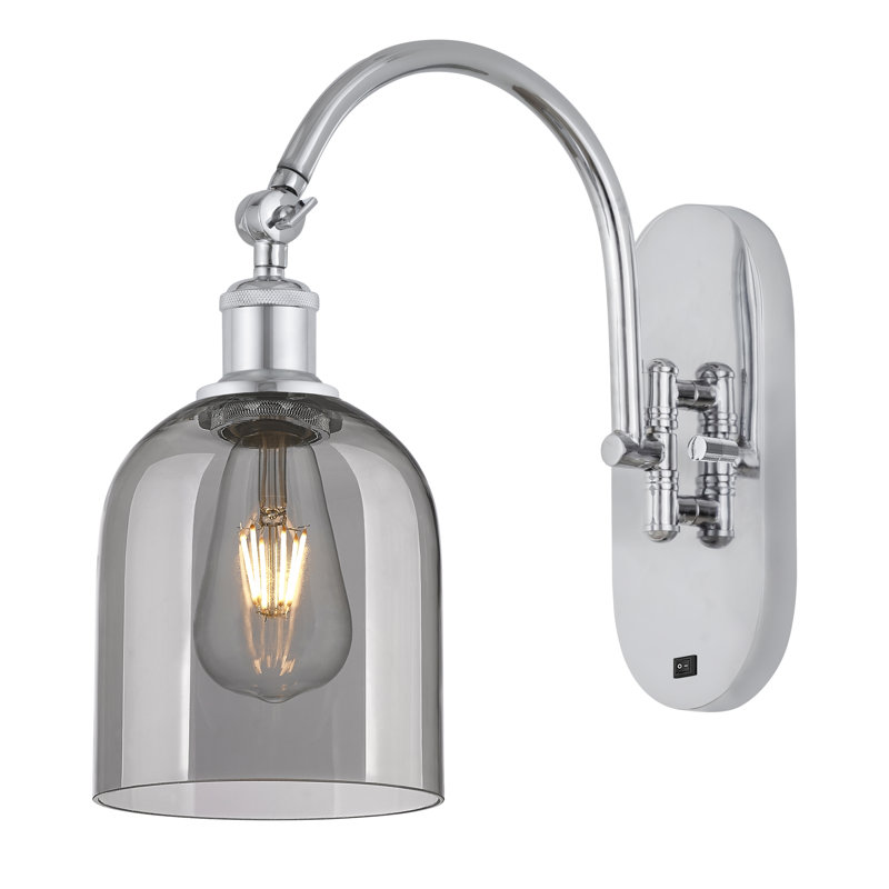 Odaniel Steel Armed Sconce, Light Smoke, Polished Chrome