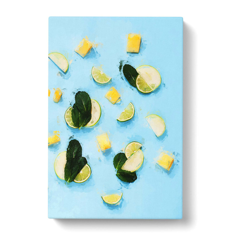 Mint Lime Pineapple And Apple In Abstract - Wrapped Canvas Print, 76cm H x 50cm W x 3cm D
