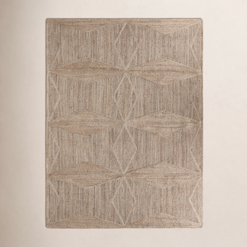 Bancroft Geometric Handmade Dhurrie Jute Beige Area Rug, Rectangle 12' x 15'