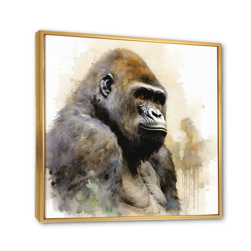 «Powerful Gorilla Primer I» sur toile, H 36 po x l 36 po x P 1,5 po, Cadre flottant doré