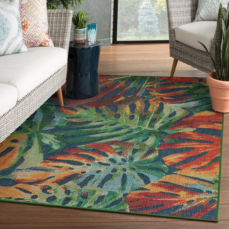 Floral Indoor / Outdoor Rug, Rectangle 2' x 3'1"