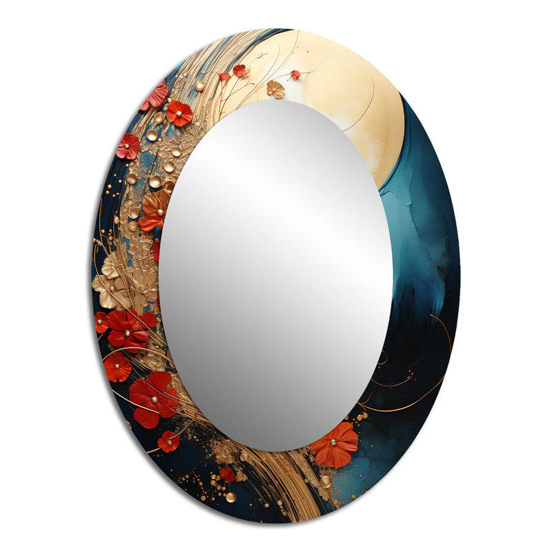 Miroir mural ovale sur fond doré, 40 po x 30 po