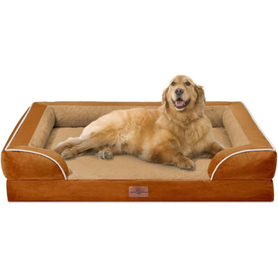 XL Dog Beds For Extra Large Dogs, Waterproof Orthopedic Dog Bed With Bolster, Washable Dog Bed Sofa With Removable Cover & Non-Slip Bottom(X-Large,)