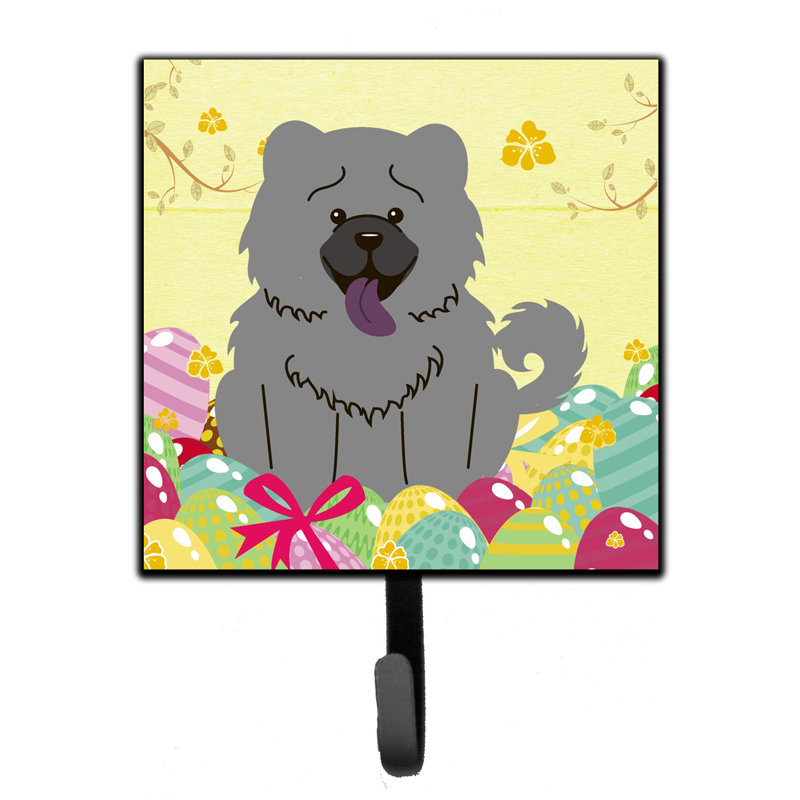 Mcelyea Metal Wall Organizer with Key Hooks, Chow Chow, Grey/red/Yellow