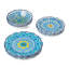 Porto 12pc Melamine Dinnerware Set for 4 – artistically designed Talavera Tile Art, Turquoise Blue Yellow Mandala, Shatterproof Outdoor Plates Bowls, Mediterranean Patio Dining, Poolside Entertaining Magic
