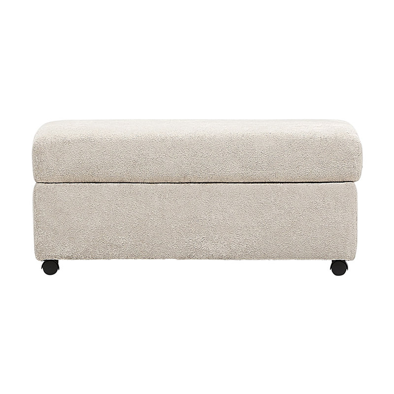 41" Upholstered Rectangular Ottoman - Downy Fawn, Polyester - Downy Fawn