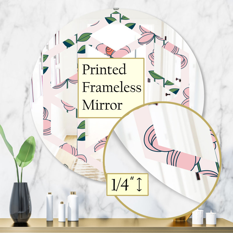 Miroir mural Hexagon Star Floral Botanical, H 23,6 po x l 23,6 po