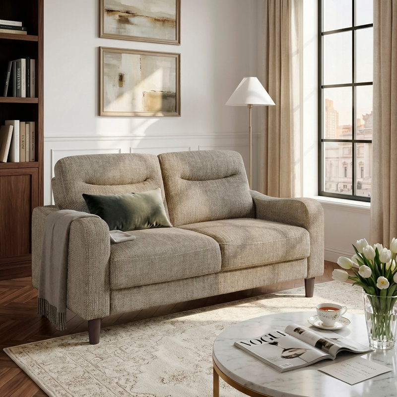 Mobilier de salon contemporain en tissu d'ameublement en chenille brun avec tissu d'ameublement en chenille