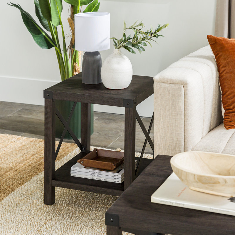 Larenda End Table with Open Storage Shelf, Sable Gray