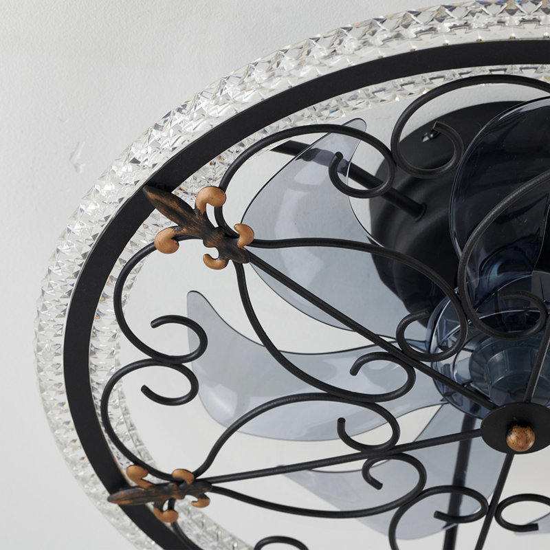 Ventilateur de plafond rustique à cage noire avec éclairage, ventilateur de plafond à cage Farmhouse avec télécommande, plafonnier à profil bas à DEL pour le salon de la cuisine de la chambre à coucher