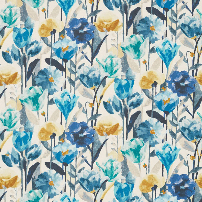 Verdaccio Fabric, Mustard/Marine/Steel