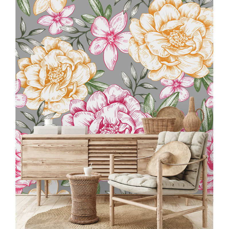 Austra Floral Wall Mural, 8.34" W x 100" L, Vinyl