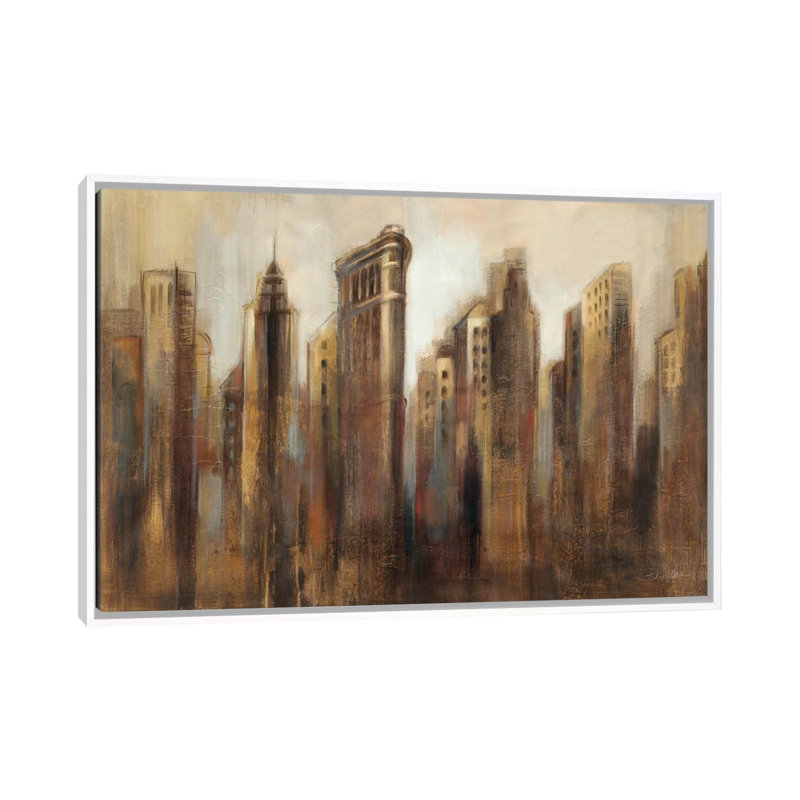 Flatiron Skyline par Silvia Vassileva - reproduction d'art, H 18 po x l 26 po x P 1,5 po, Toile blanche encadrée, Aucun mat
