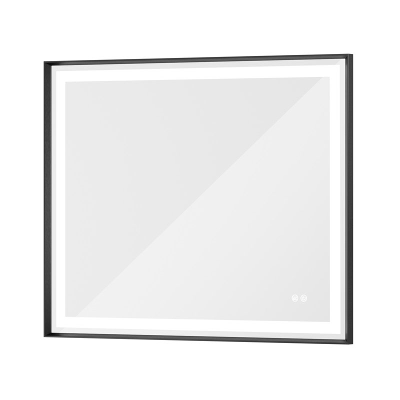 LED lighted Mirror with Tempered Glass, Metal Frame, Frontlit & Backlit, 40" x 32"