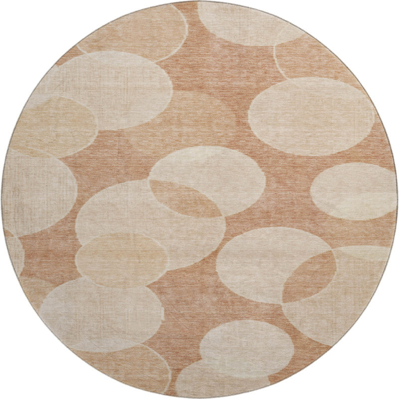 Premium Machine Washable Lubbers AMF1751 Geometric Rug, Round 8'