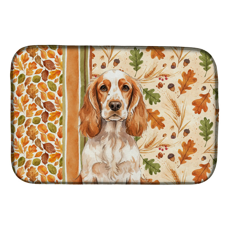 Orange Roan English Cocker Spaniel Heirloom Fall Dish Drying Mat