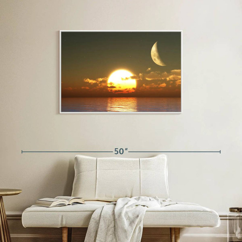 Sunset Moon, Floating Frame White, 37" X 25"