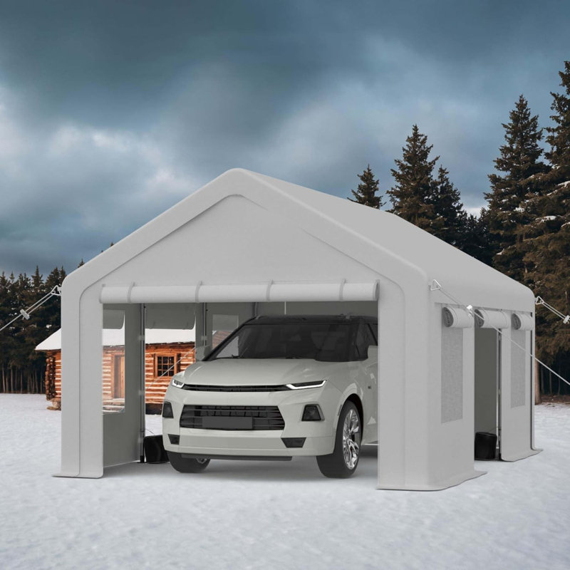 Heavy Duty Carport With Roll-Up Sidewall And Ventilated Windows With Removable Sidewalls in , 111.6" H x 120" W x 240" D