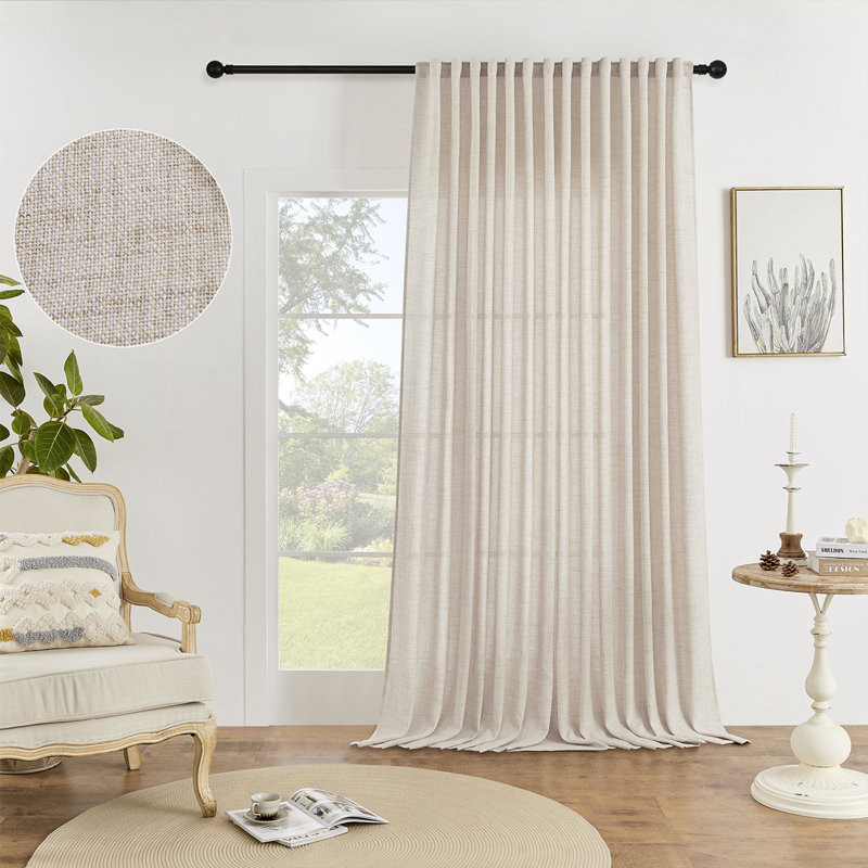 Extra Wide 100"x 84" Vintage Linen Curtain,Rod Pocket & Back Tab Window Drapes for Home,Hotel,or Dining Room Decor