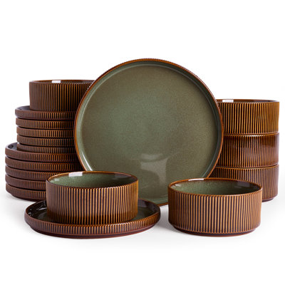 18-Piece Stoneware Dinnerware Set, Microwave & Dishwasher Safe - Service for 6