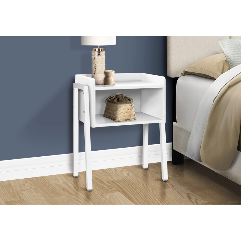 Table d'appoint blanche avec rangement et construction stable pour un métal polyvalent