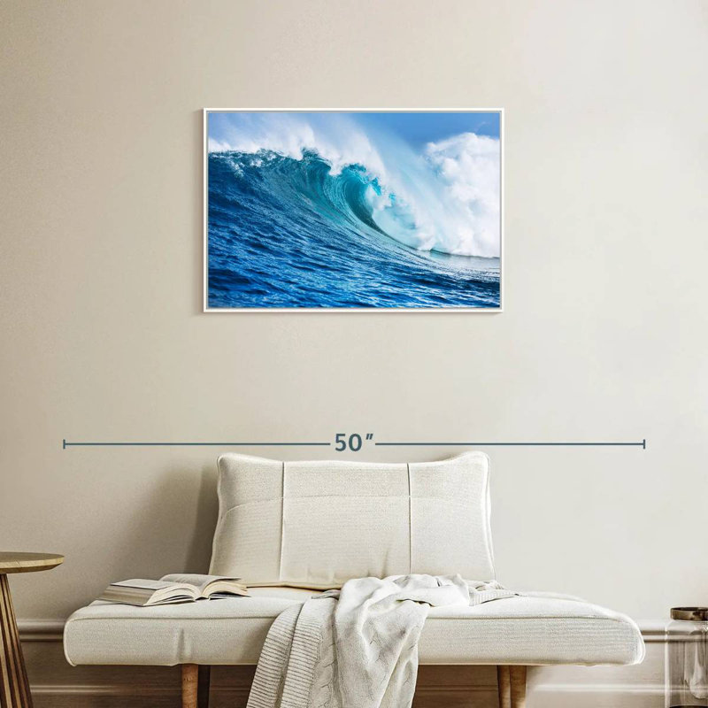 Grande vague, Cadre flottant blanc, 31 po x 21 po