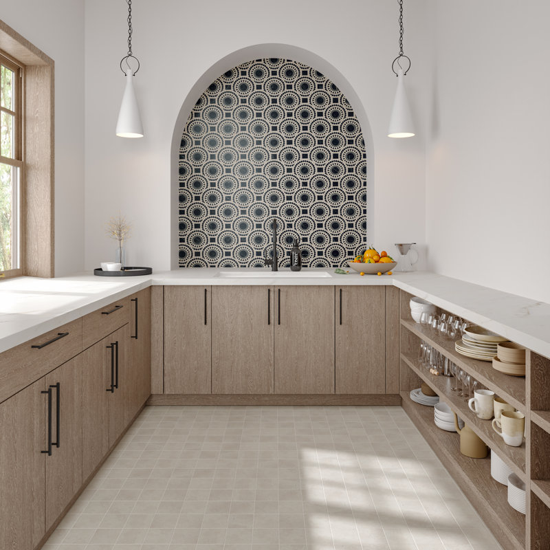 Thaddeus 4" x 4" Porcelain Grid Mosaic Tile, Taupe