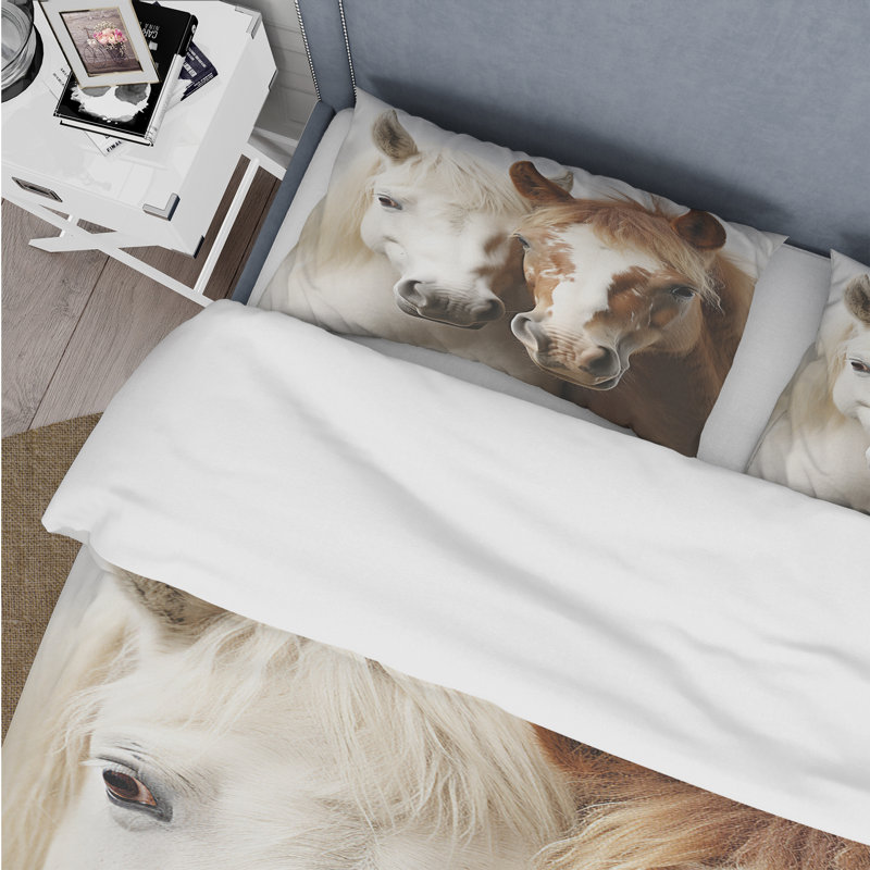 Ensemble de housse de couette animaux blanc et brun Dynamic Duo V - microfibre de polyester