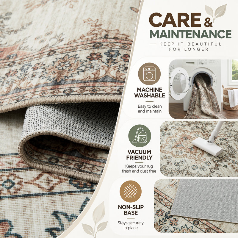 Camilla Vintage Look Shaggy Washable Area Rug, Rectangle 240 x 320cm