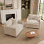 Ensemble de 2 chaises d'appoint, fauteuils rembourrés en chenille haut de gamme, chaises d'appoint de salon avec coussin décoratif, chenille café clair