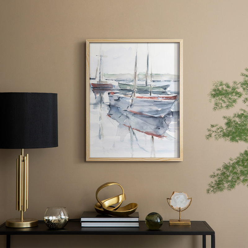 Watercolor Harbor Study I, reproduction encadrée - bois massif, H 11 po x l 9 po