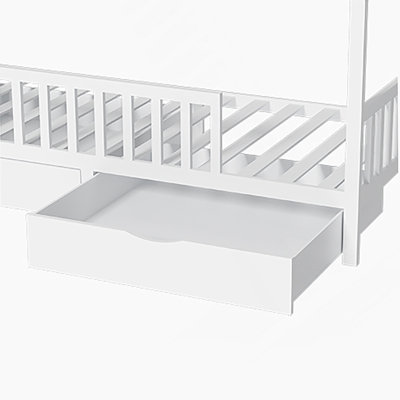 Full House Bed With 2 Storage Drawers, Bed Frame With Rails And Roof