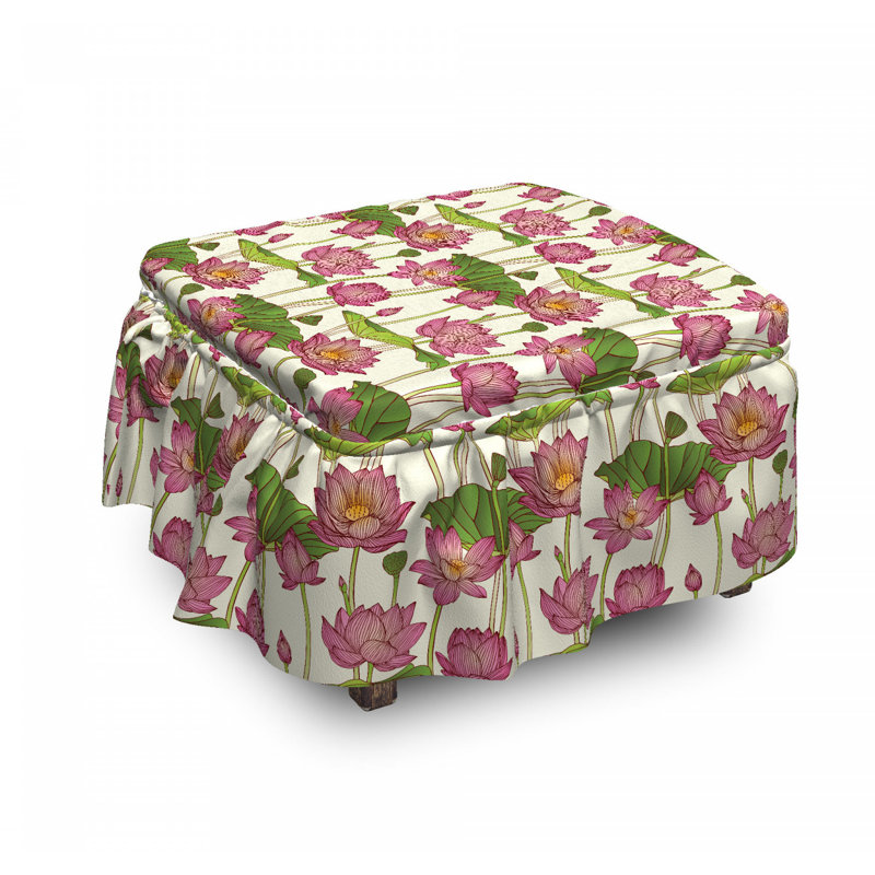 Housse pour repose-pieds fleurs