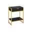Table de bout l 12,8 po x P 19,5 po x H 23,8 po Panneau de particules brun 1 pièce + table de chevet dorée