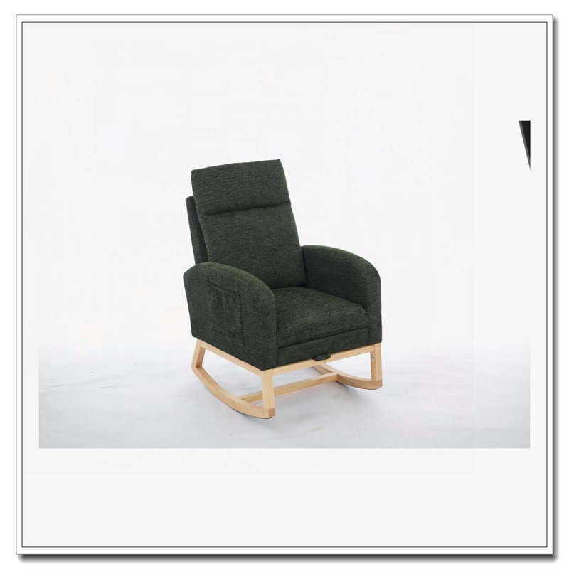 Chaise berçante avec pieds en bois massif, Vert foncé