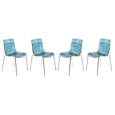 Teal Color Plastic Side Chair - Set of 4