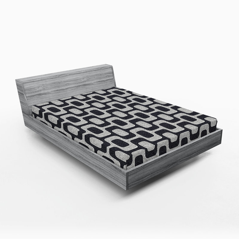 Drap-housse Ambesonne, paquet de 2, Drap-housse de taille double, Noir / gris pâle / blanc géométrique