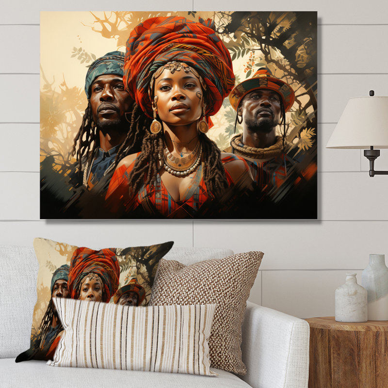 Couple africain résilient II - impression, H 30 po x l 40 po x P 1,5 po, Toile tendue