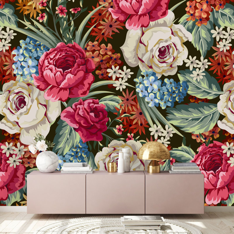 Murale fleurs Deloy, L 100 po x L 100 po