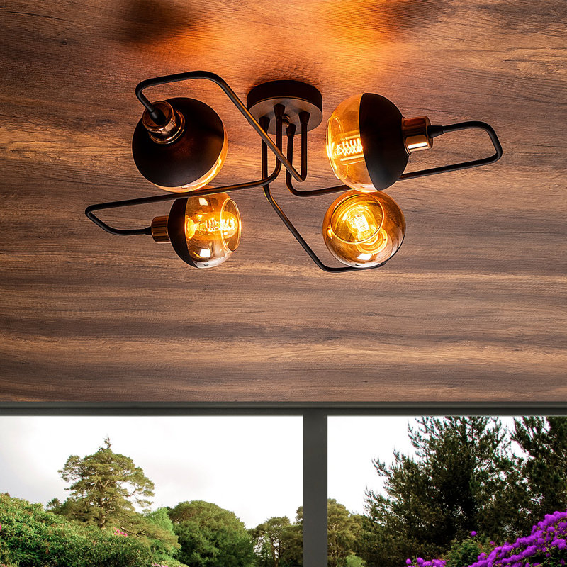 Muriel 4-Light 72cm Semi Flush Mount, Copper, Black