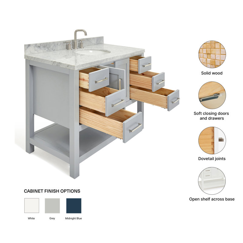 Magnolia Bath Vanity Rectangular Basin S043SCWRV, Oval, Gray