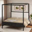 Lit plateforme à baldaquin en bois avec tête de lit tapissier-53411310-53411304