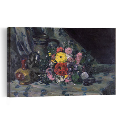 Bouquet de dahlias jaunes, vers 1873. Estampe d'art mural abstrait contemporain.