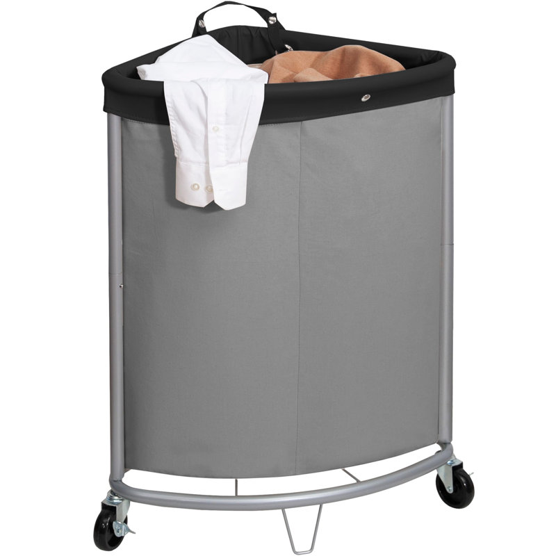 Canvas Rolling Laundry Hamper with Handles